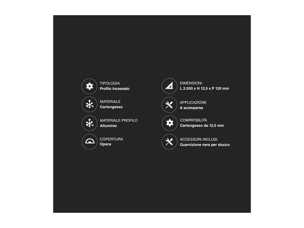 Conjunto de 5 perfiles LED de 2 m integrados en placas de yeso - Apto para tiras LED de hasta 12,4 mm