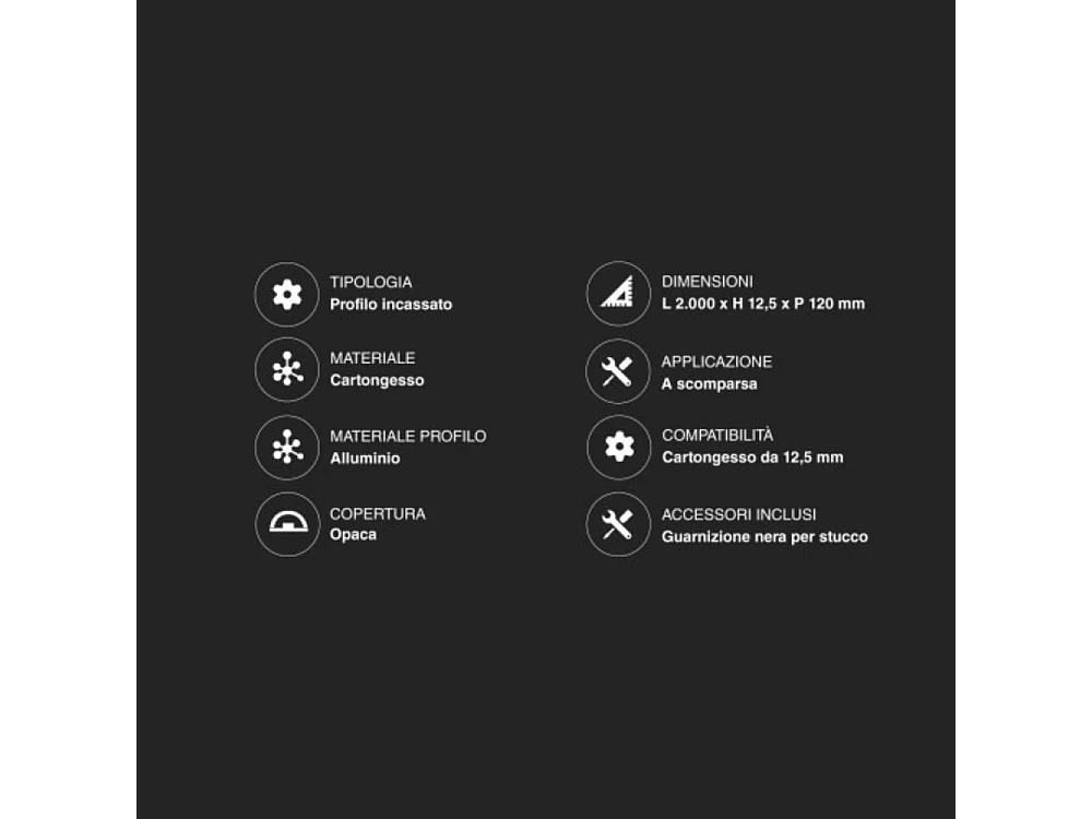 Set mit 5 2-Meter-LED-Profilen, die in die Gipskartonplatte integriert sind - geeignet für LED-Streifen bis 12,4 mm