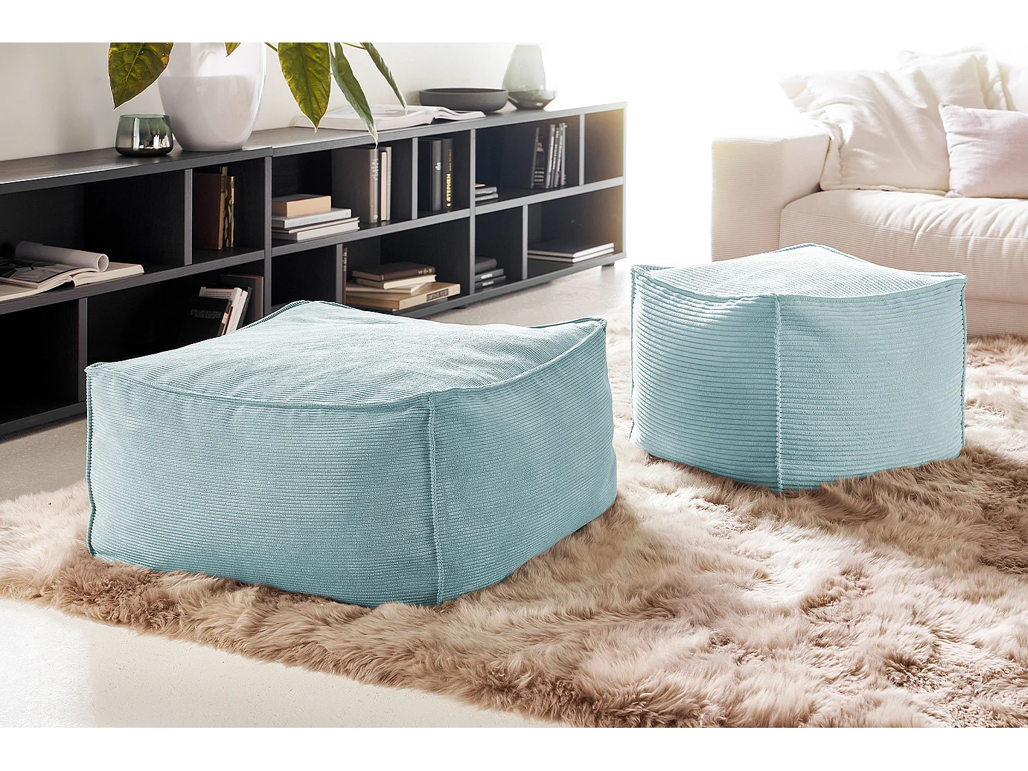 Pouf imbottito - azzurro chiaro  - ALEA