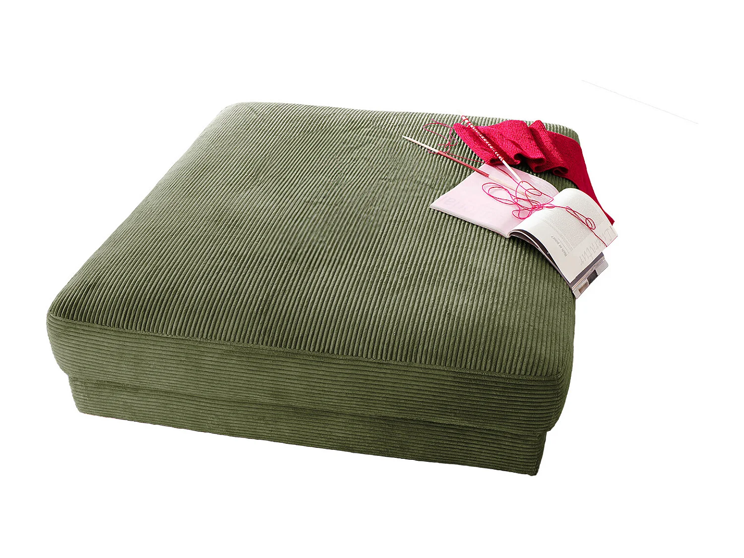 Polsterhocker - Grün Cord - MADELINE