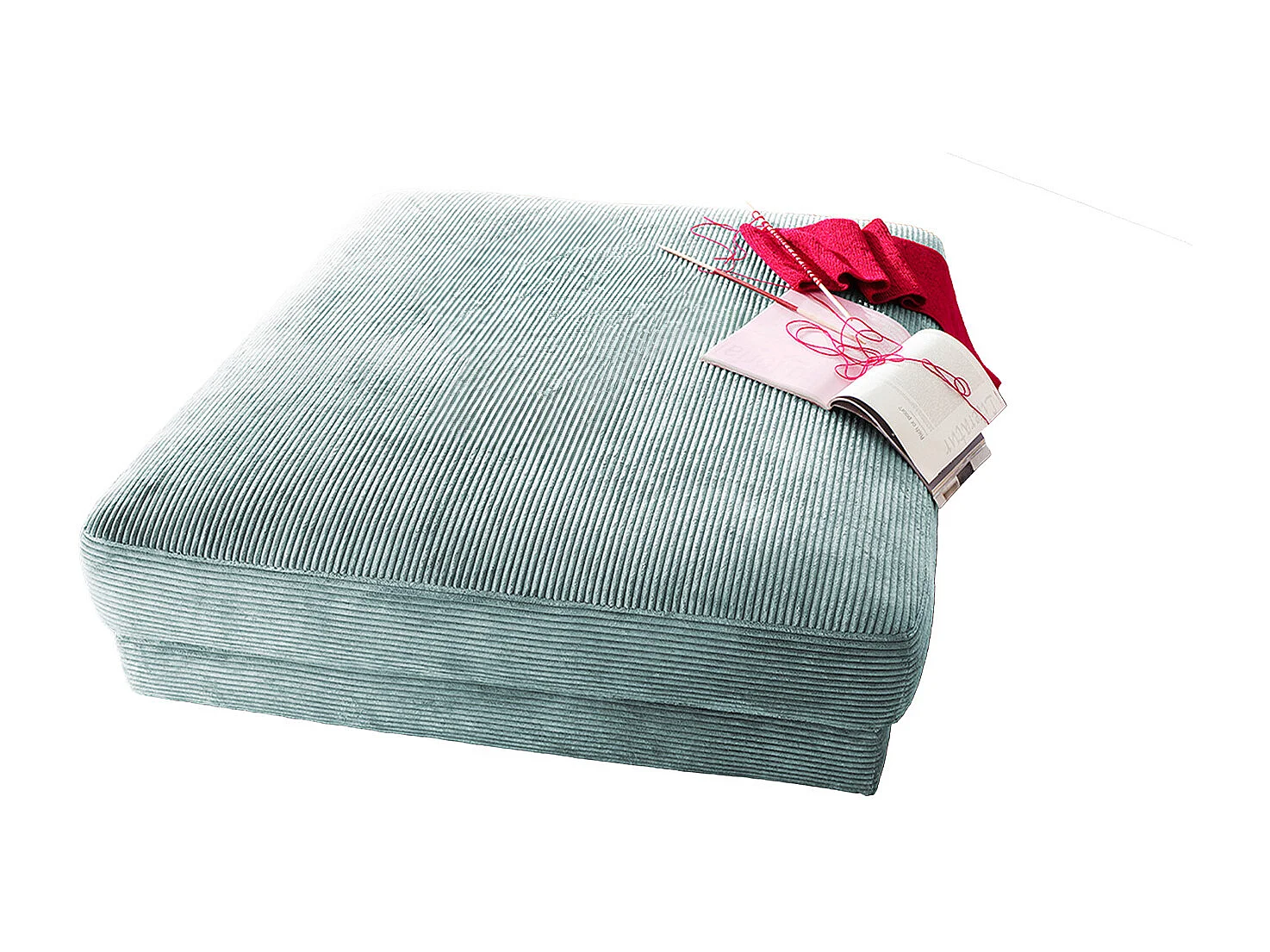 Polsterhocker - Hellblau Cord - MADELINE