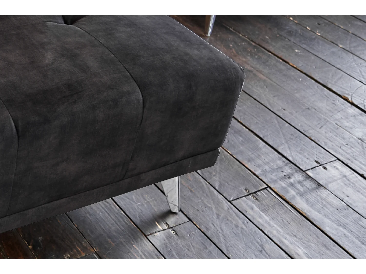 Pouf rembourré - anthracite Velours - WIOLO
