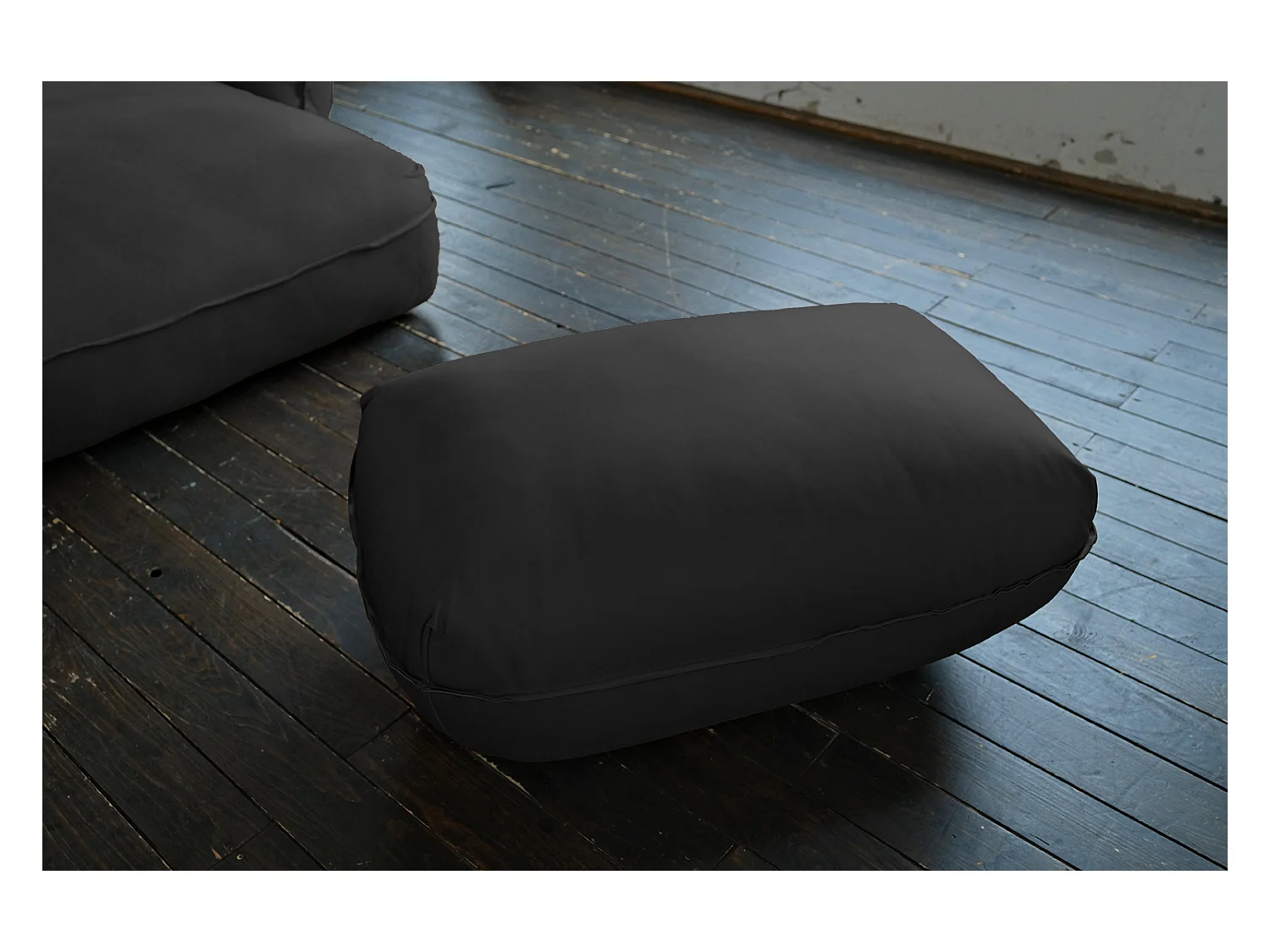Pouf - Noir cuir - DAVITO