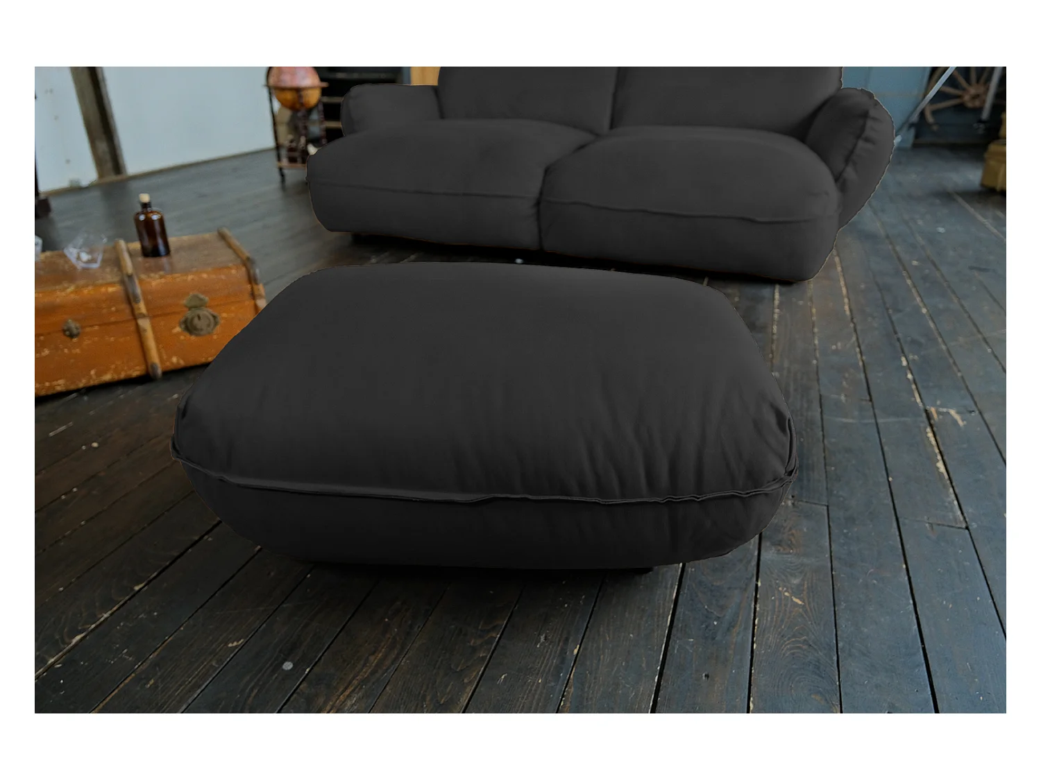 Puf - Negro piel - DAVITO