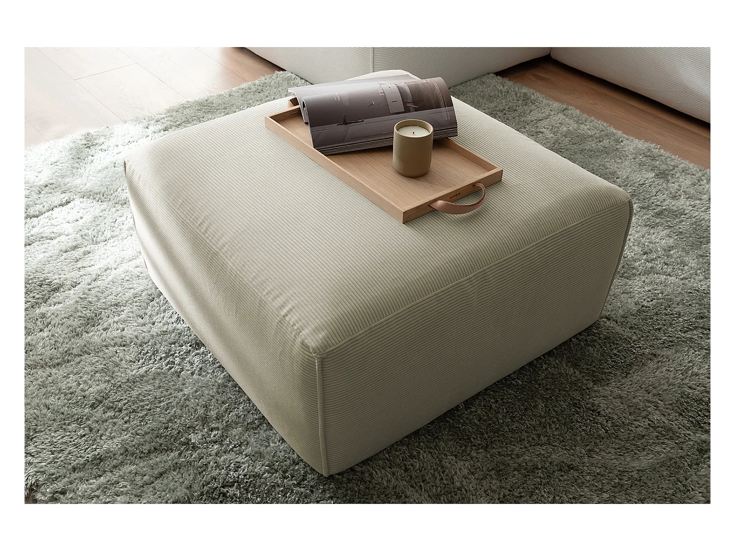 Polsterhocker - Beige Cord - RANI