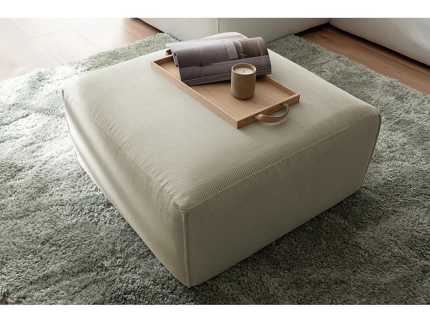 Polsterhocker - Beige Cord - RANI