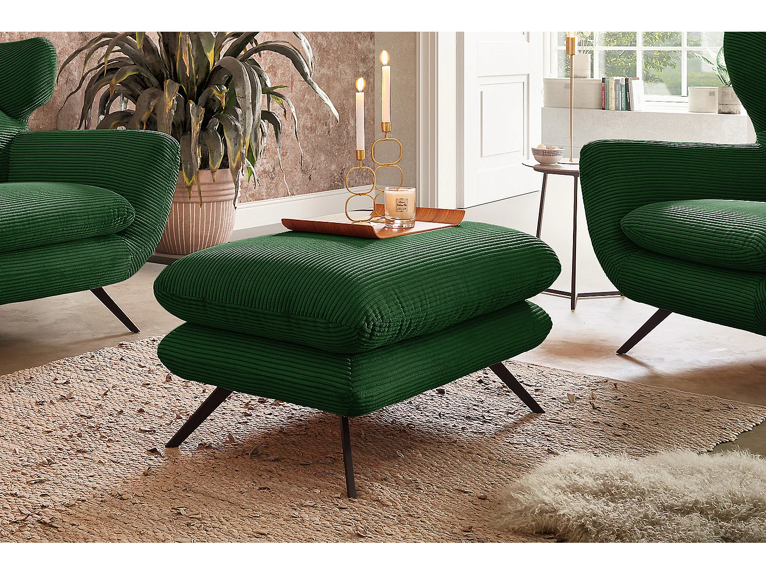 Banc - vert émeraude Velours côtelé - CHARME