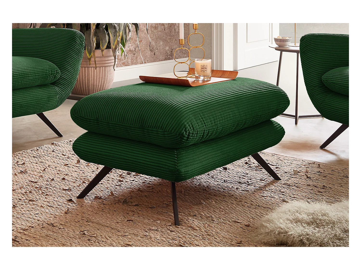 Banc - vert émeraude Velours côtelé - CHARME