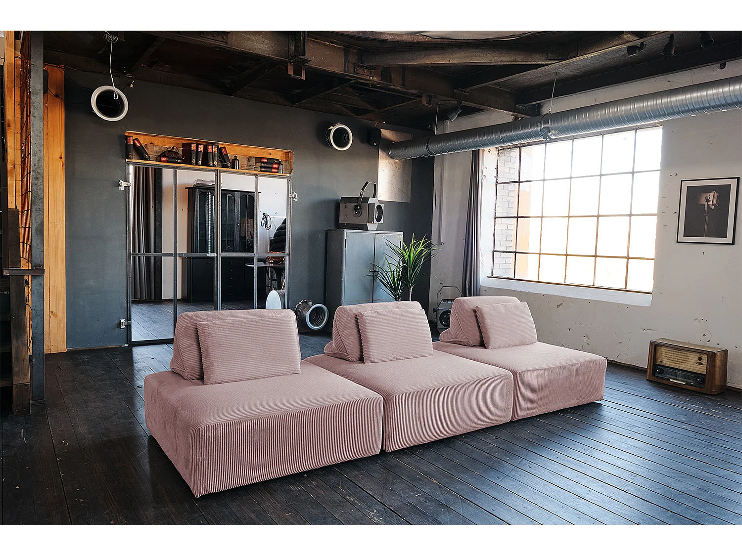 Polsterhocker - Pink Cord - WIOLO SOFT