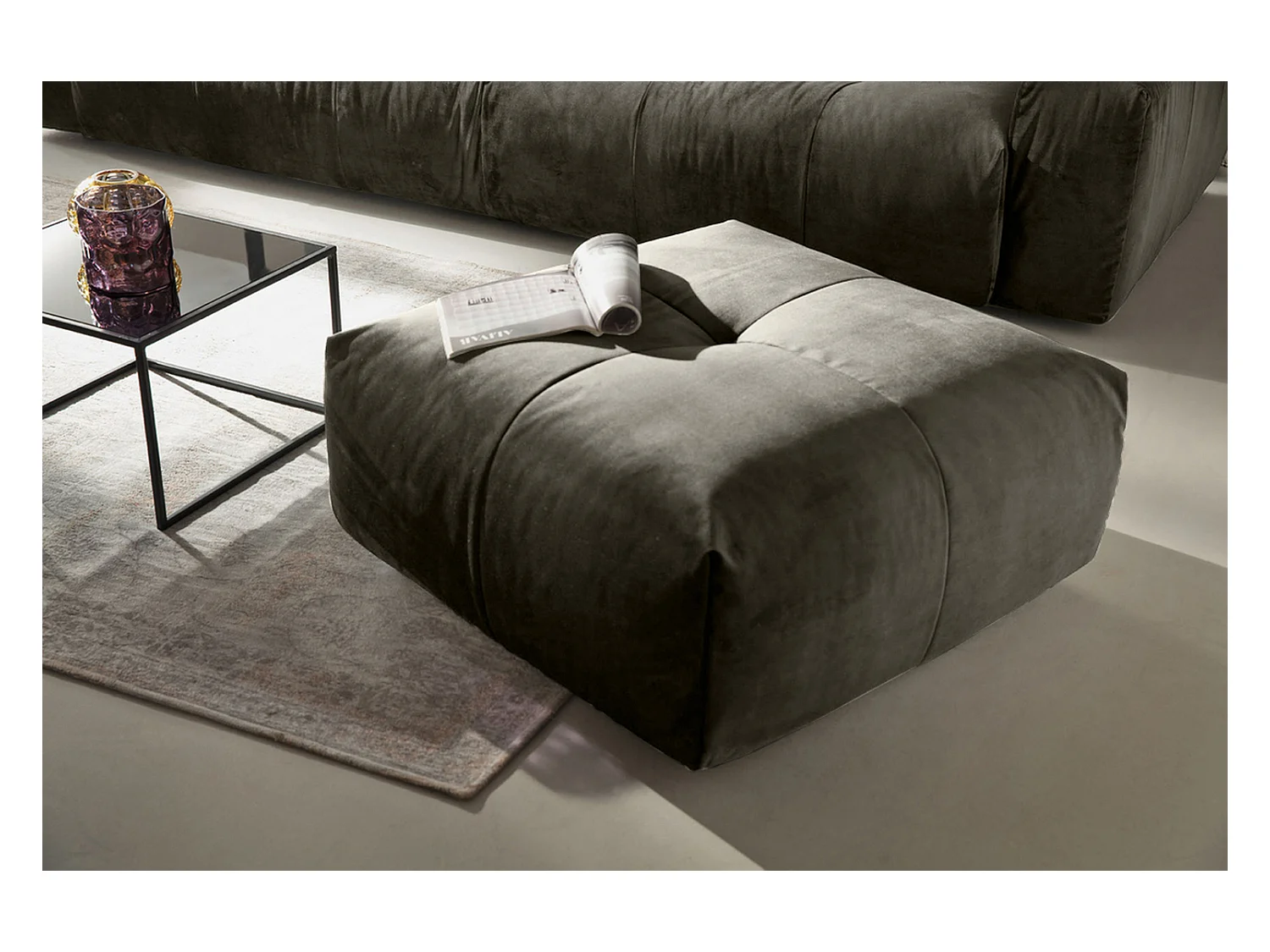 Pouf - argent Velours - PALACE