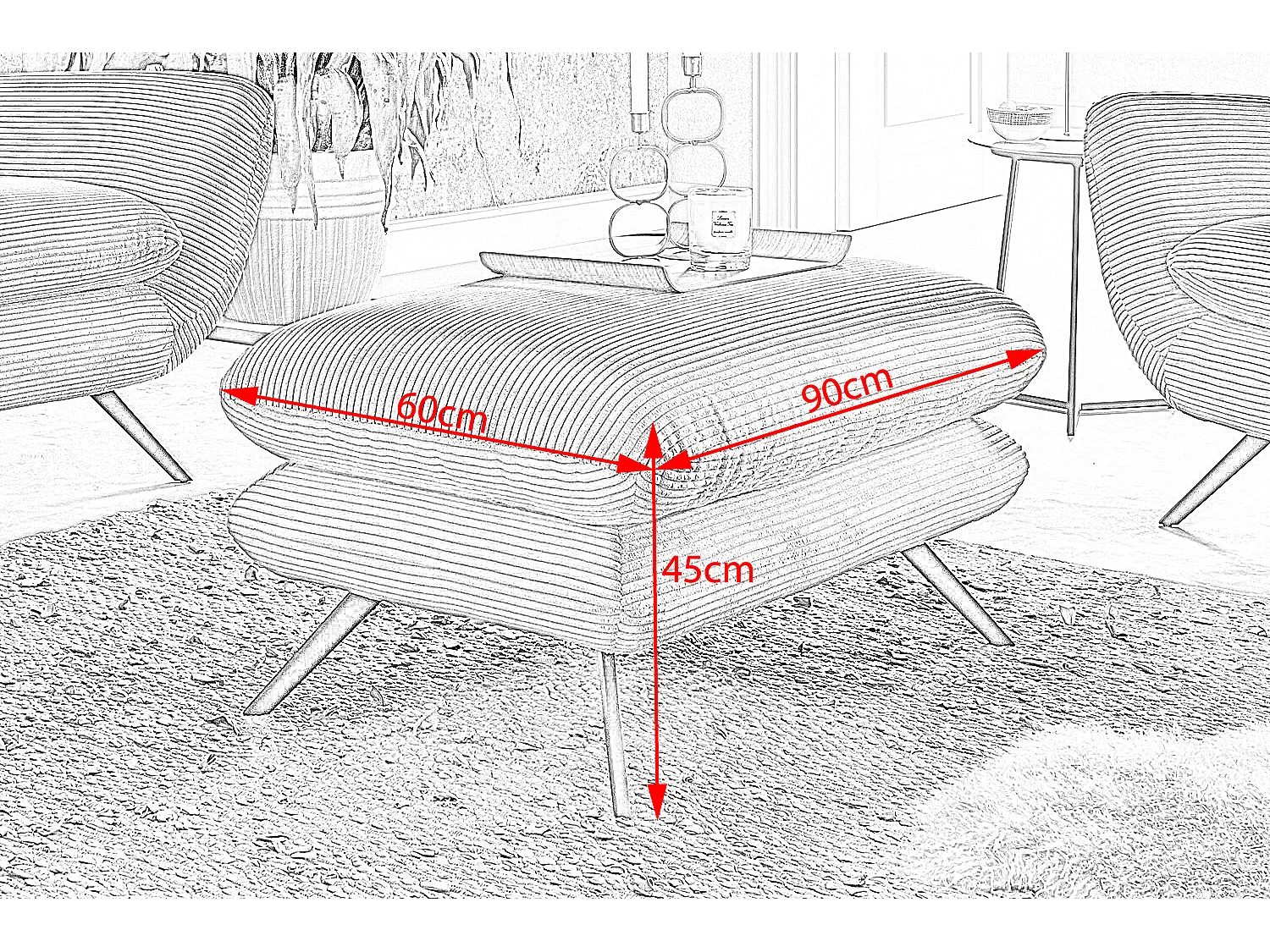 Sgabello - granito Velluto a coste - CHARME