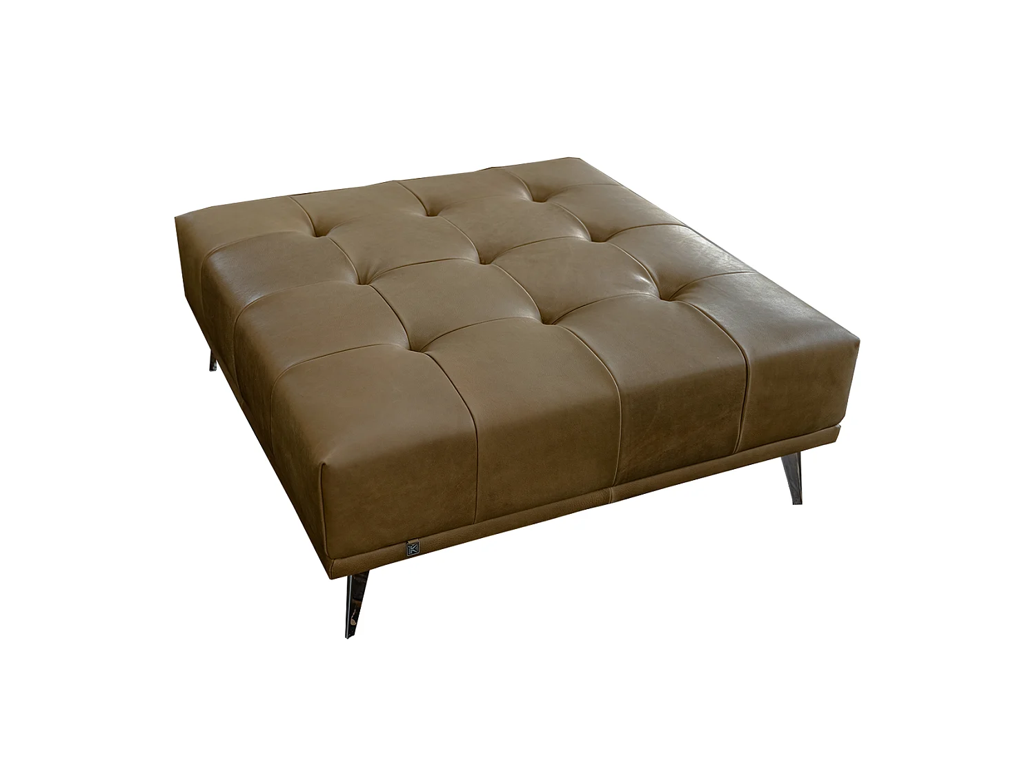 Pouf rembourré - beige cuir - WIOLO