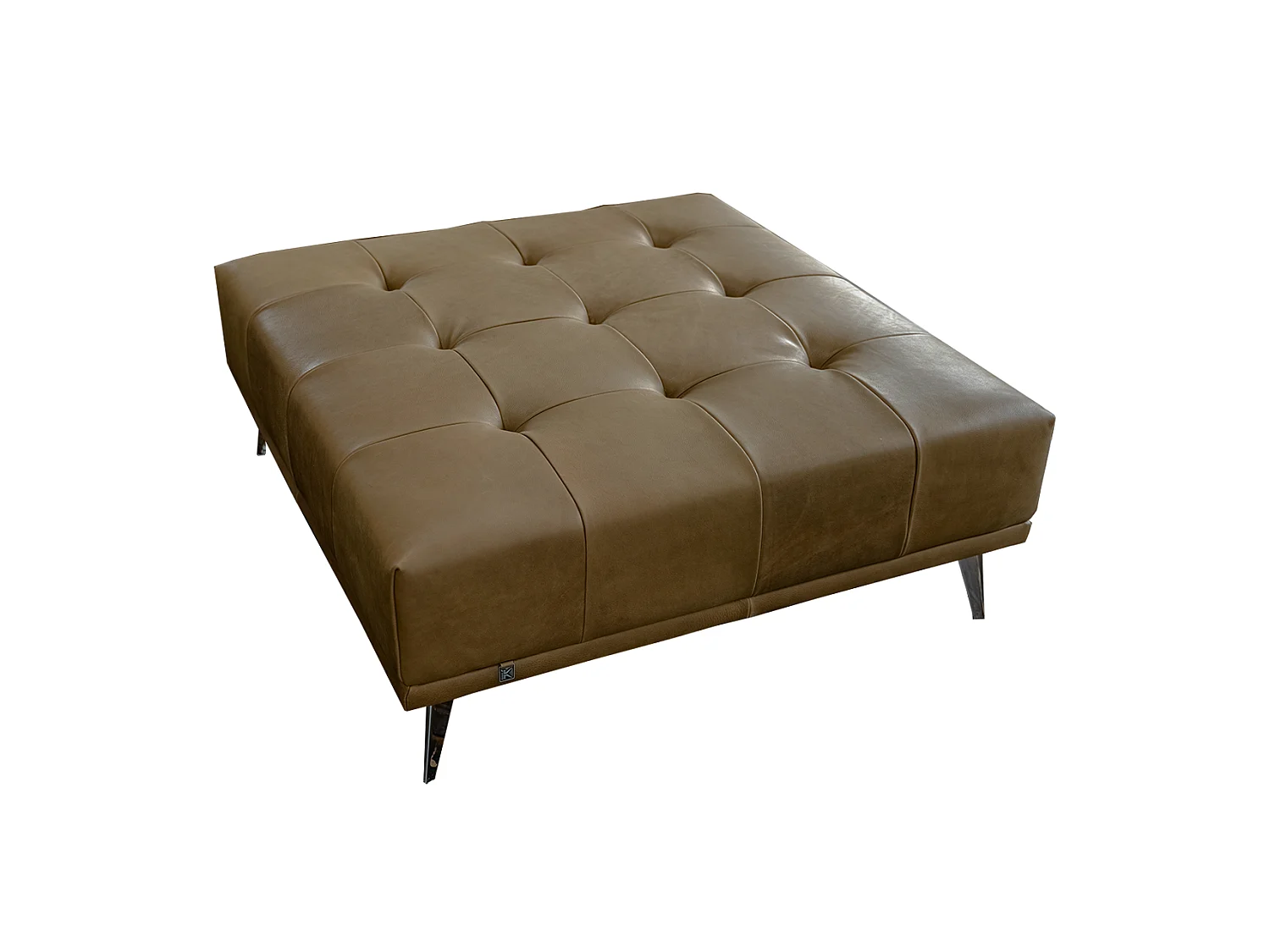 Polsterhocker - Beige Leder - WIOLO
