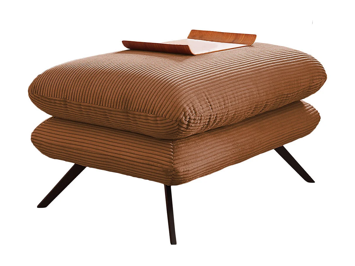 Pouf rembourré - marron Velours côtelé - CHARME
