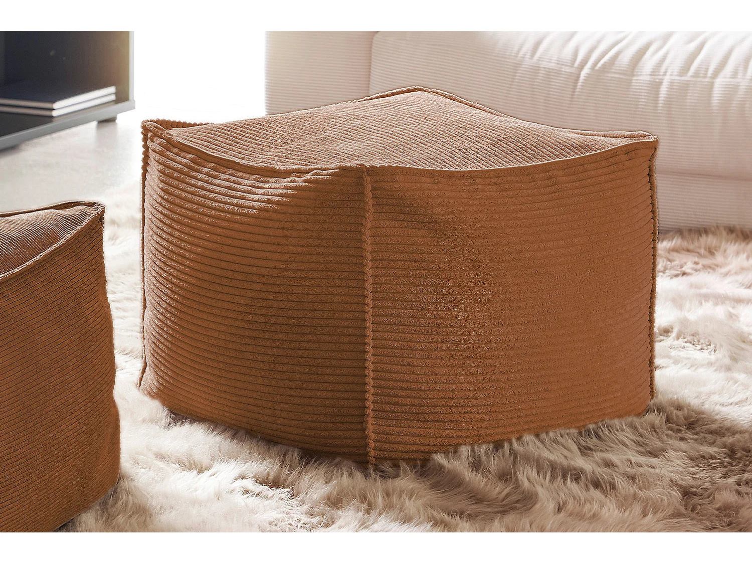 Pouf imbottito - marrone Velluto a coste - ALEA
