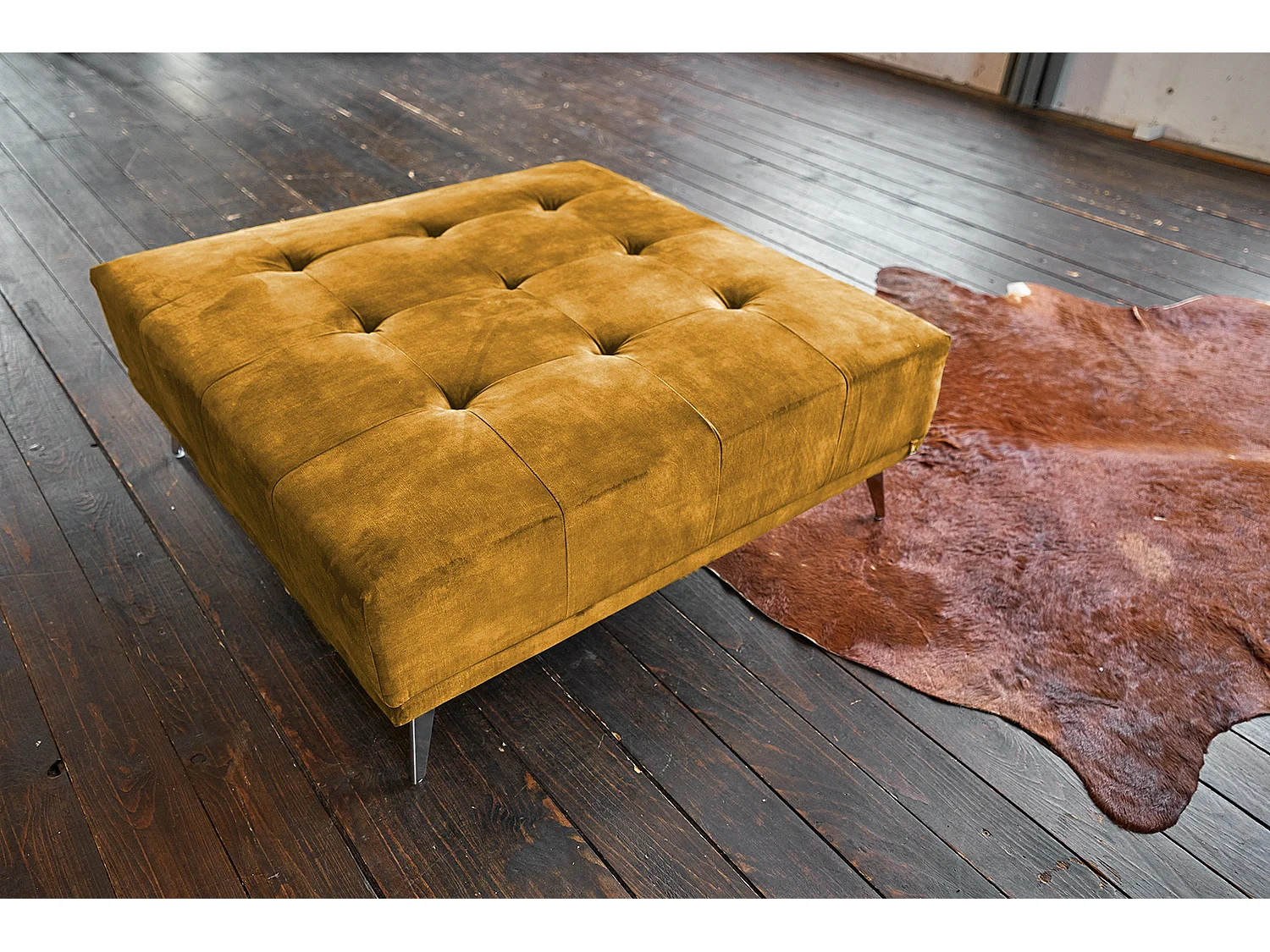 Pouf rembourré - marron Velours - WIOLO