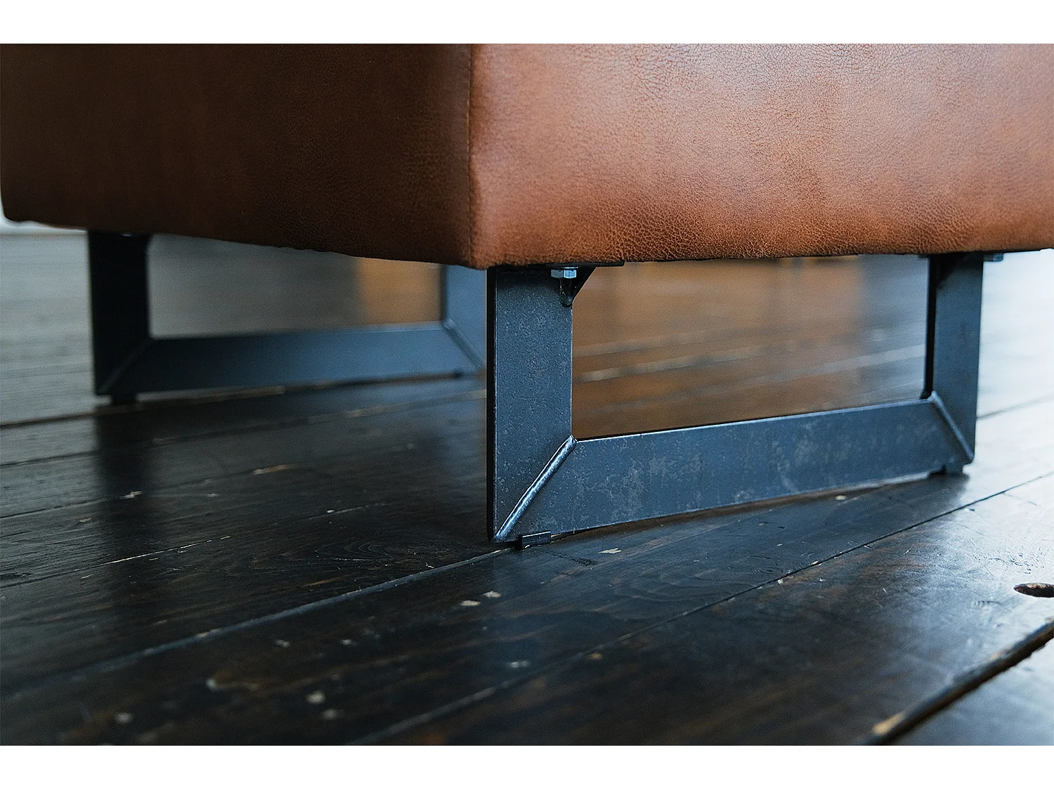 Pouf - marron similicuir - VILNIUS