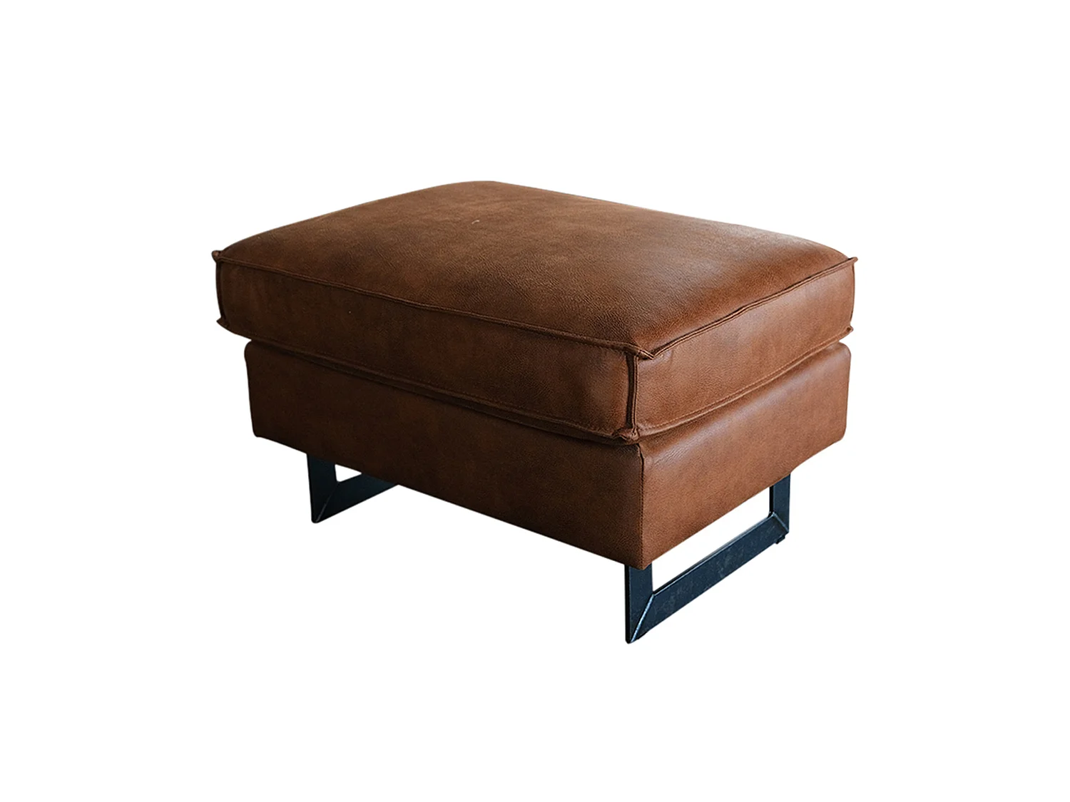 Pouf rembourré - marron similicuir - VILNIUS