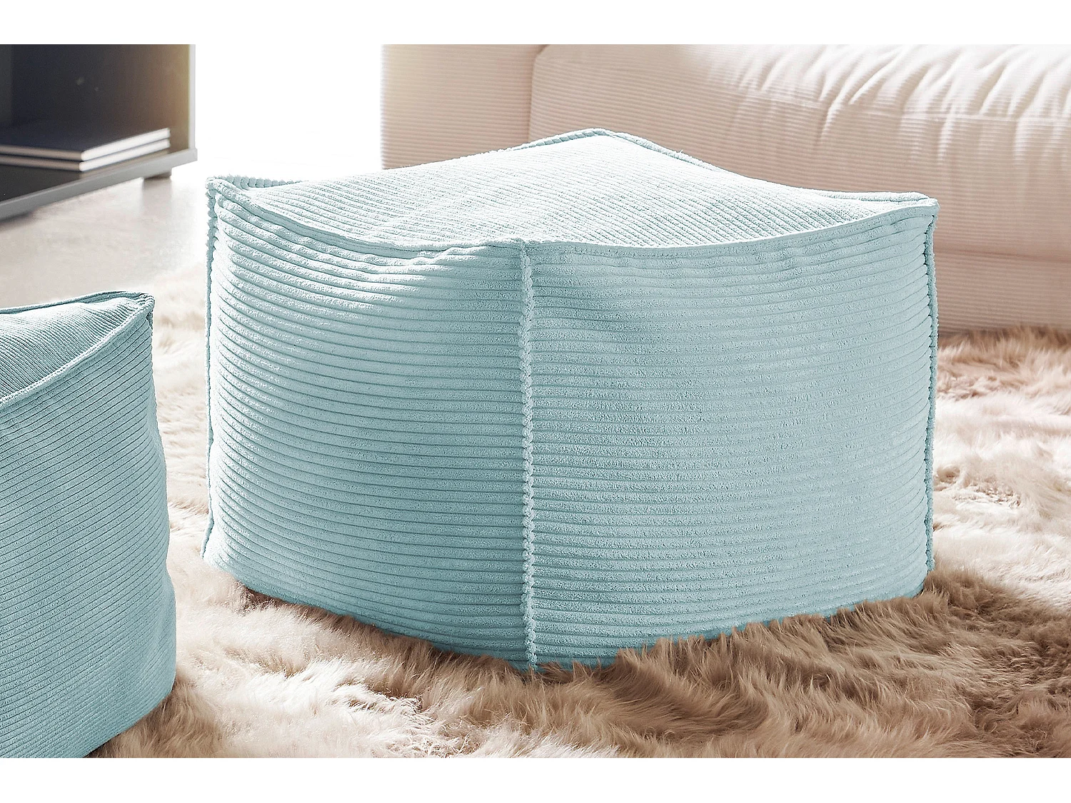 Pouf imbottito - azzurro chiaro  - ALEA