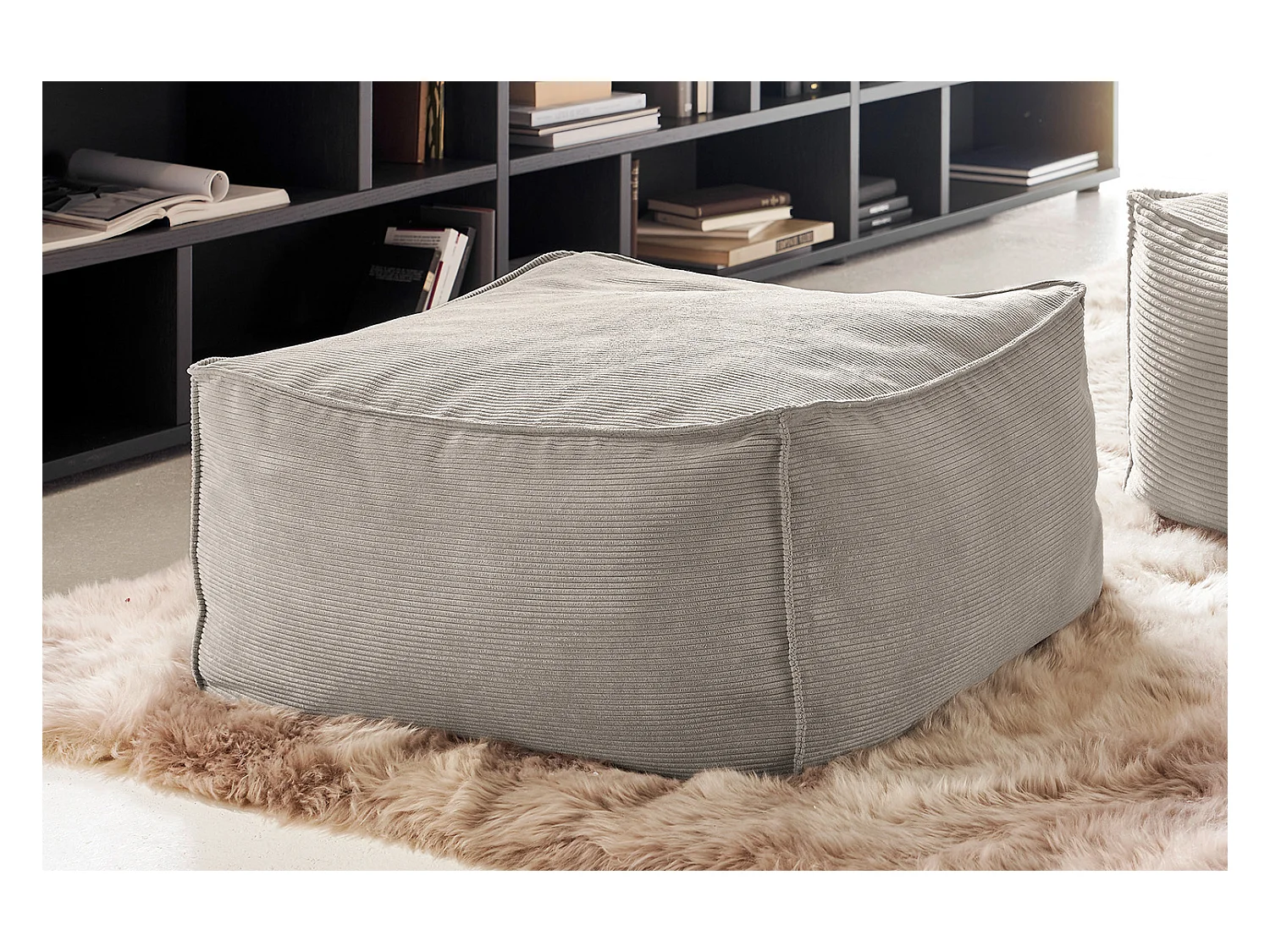 Pouf - grigio pietra Velluto a coste - ALEA