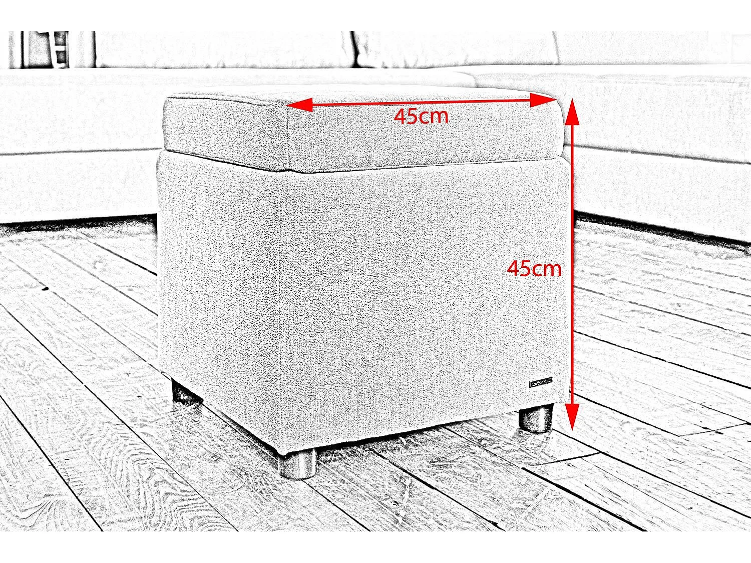 Pouf - Gris tissu tissé - IDA