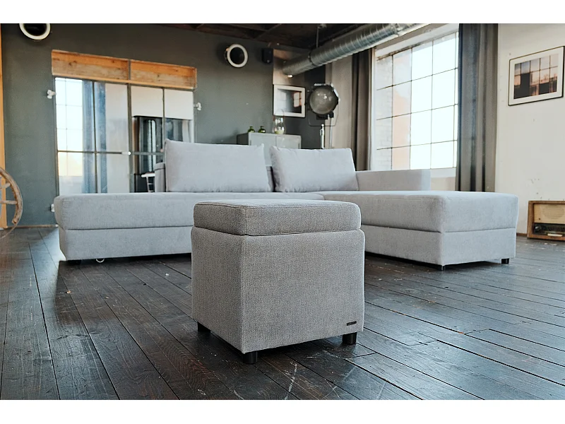 Hocker - Grau Webstoff - IDA