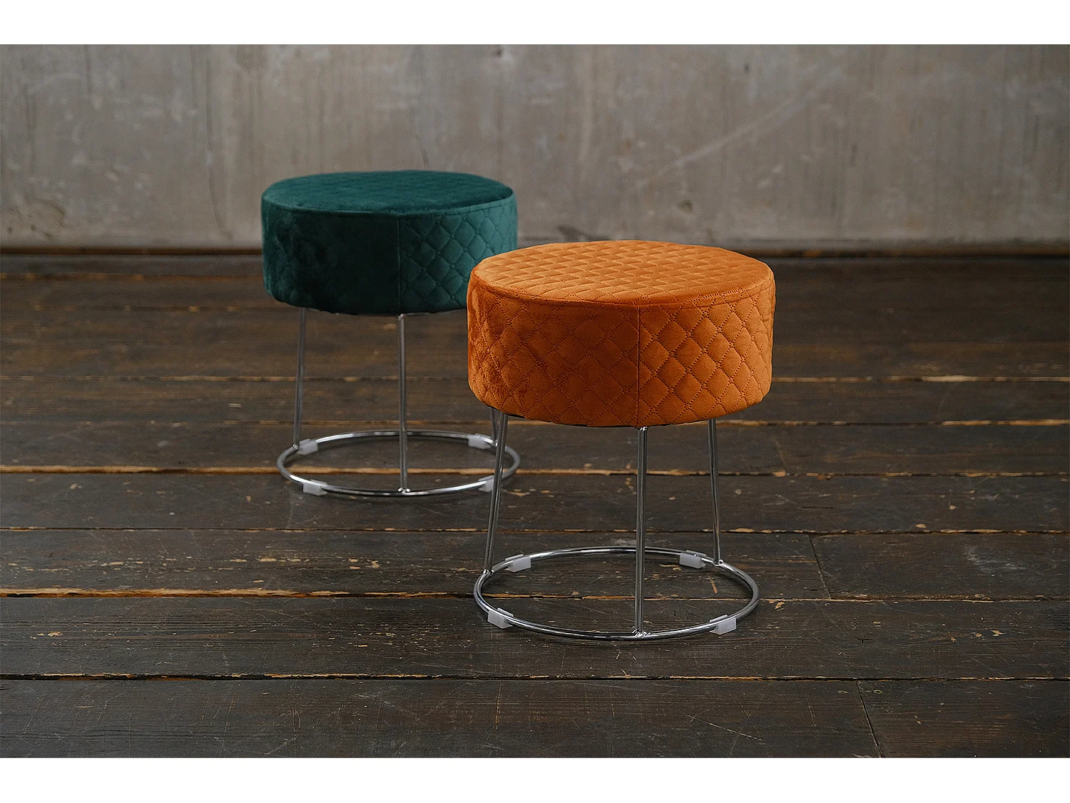 Hocker - Orange Velvet - DEMI