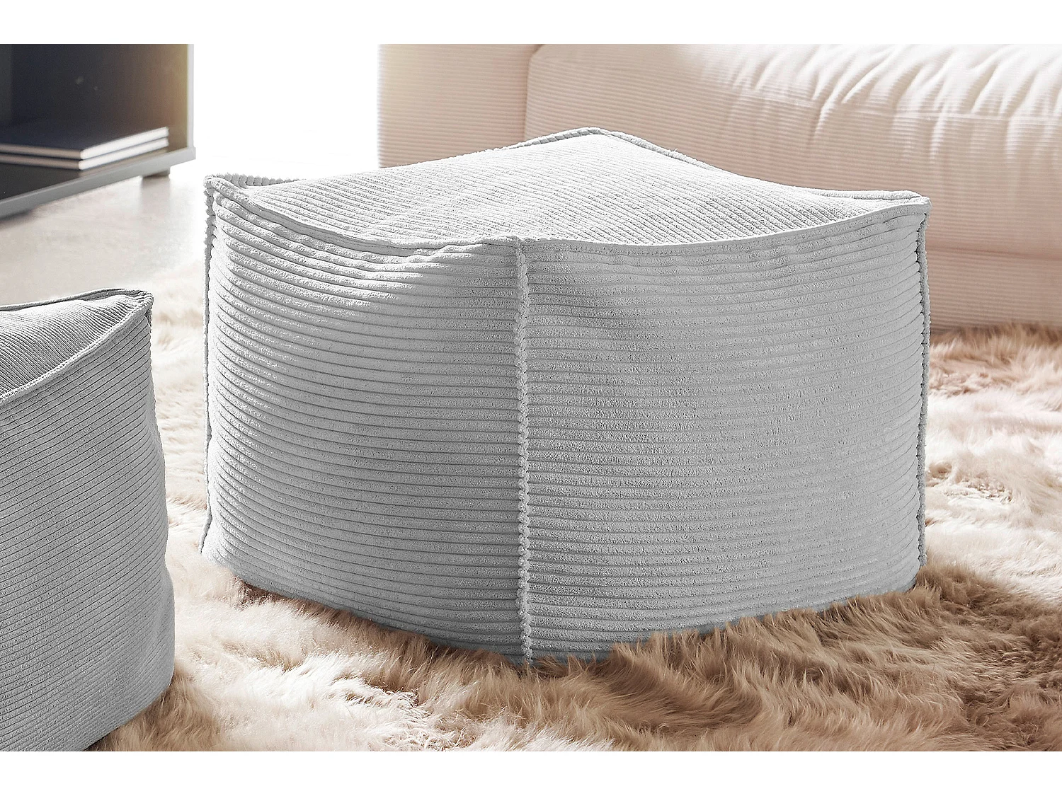 Pouf rembourré - gris clair  - ALEA
