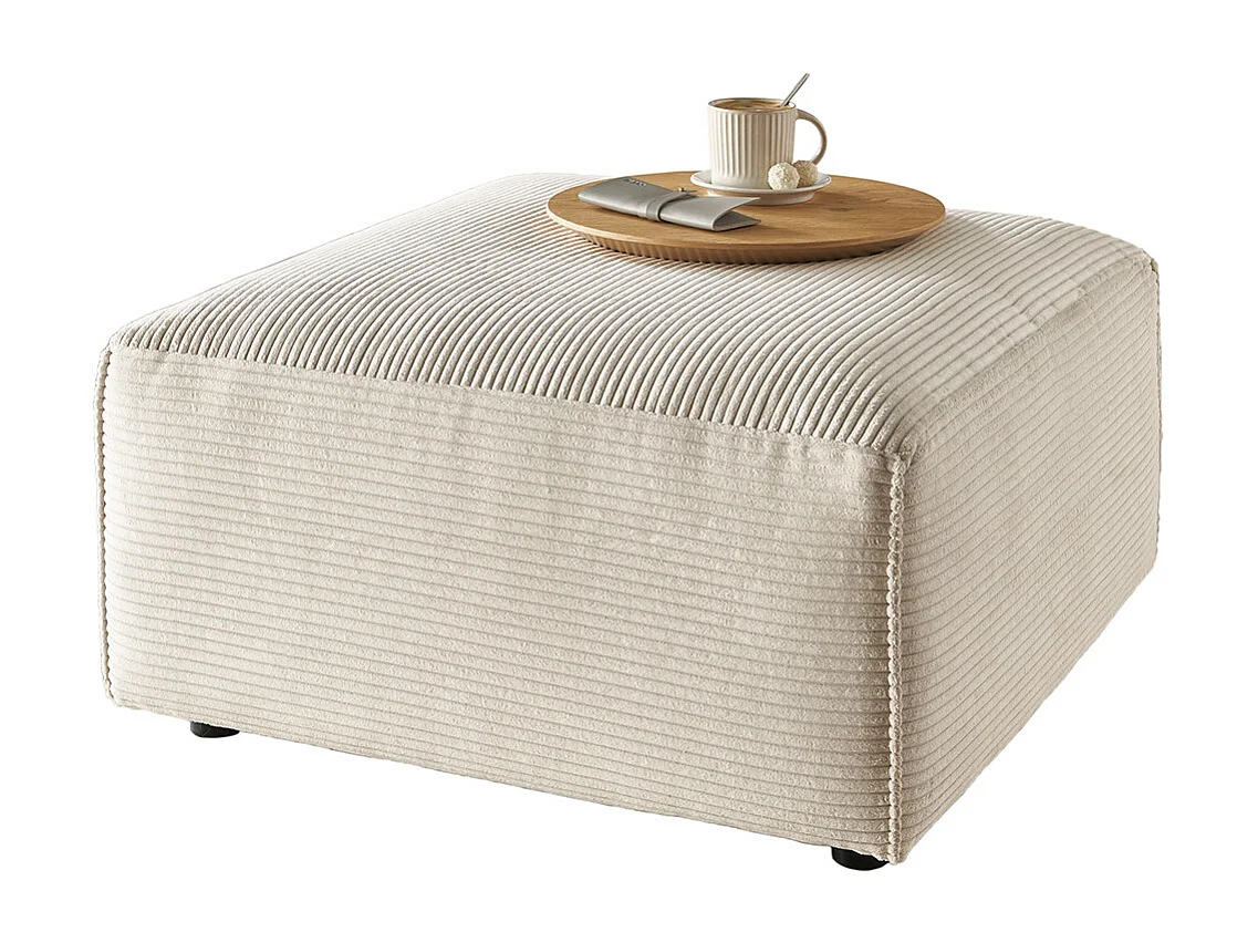 Polsterhocker - Cremeweiß Cord - RANI