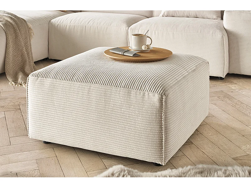 Pouf - bianco crema Velluto a coste - RANI