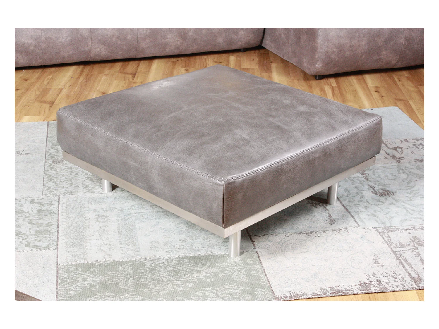 Hocker - Grau Leder - OPRA