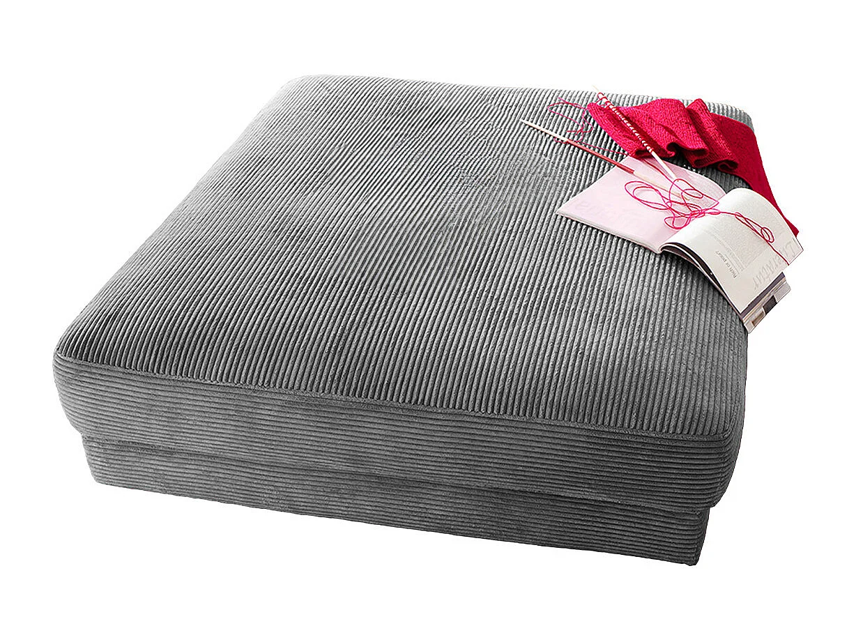 Pouf rembourré - Gris Velours côtelé - MADELINE