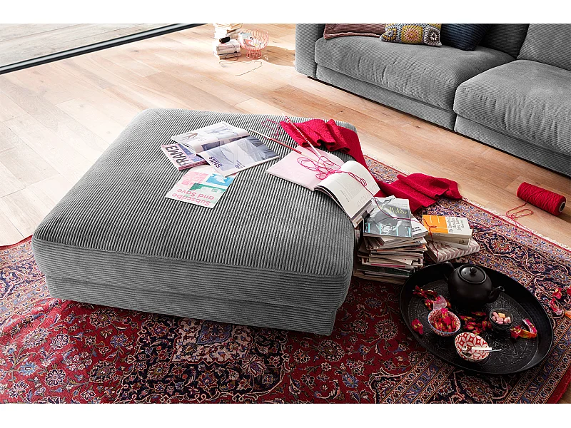 Polsterhocker - Grau Cord - MADELINE