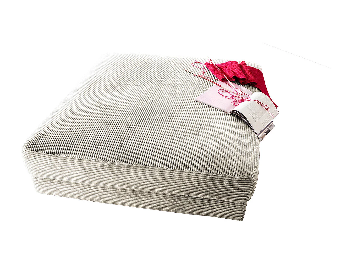 Pouf rembourré - blanc crème Velours côtelé - MADELINE