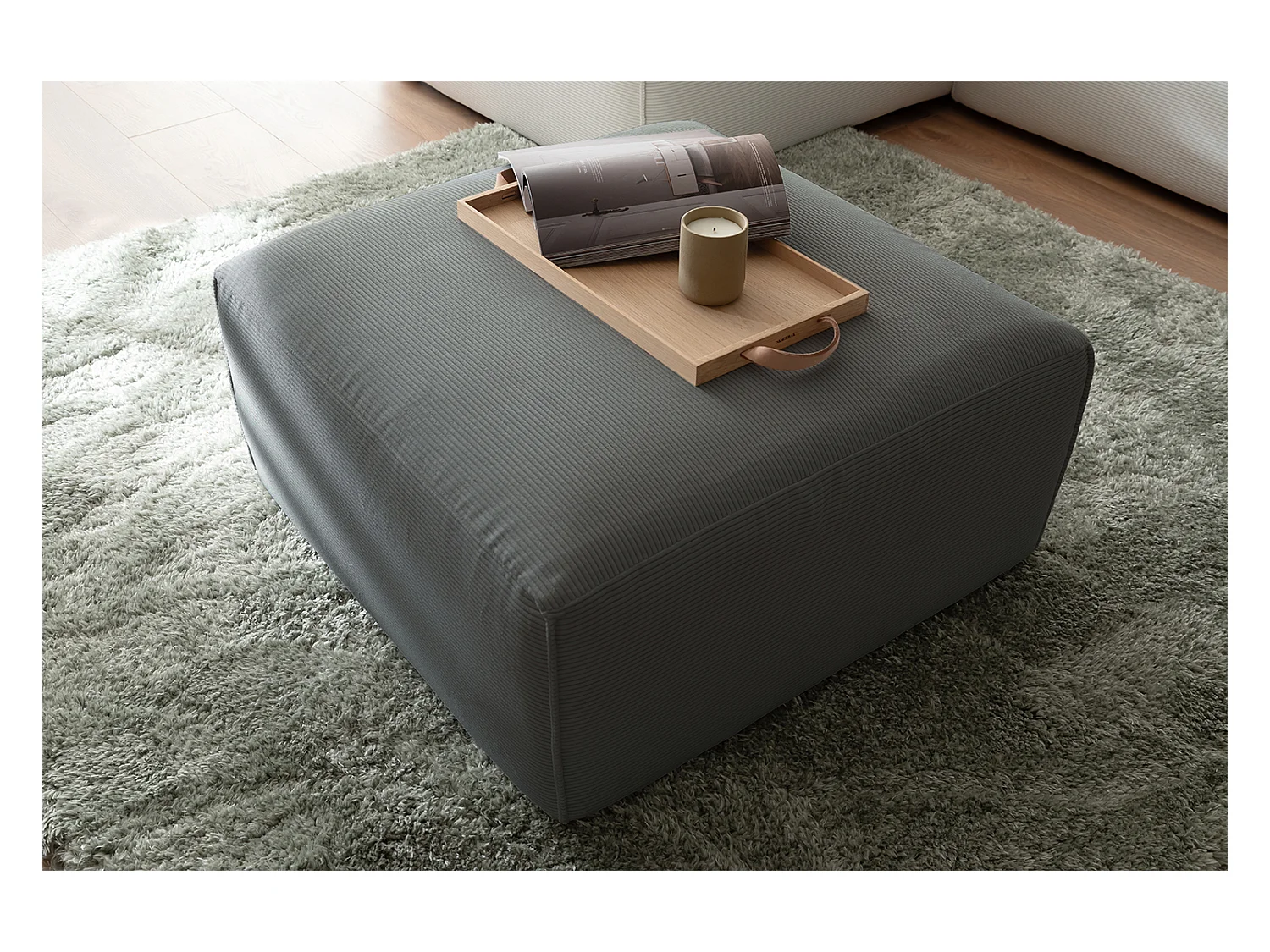Pouf - anthracite Velours côtelé - RANI
