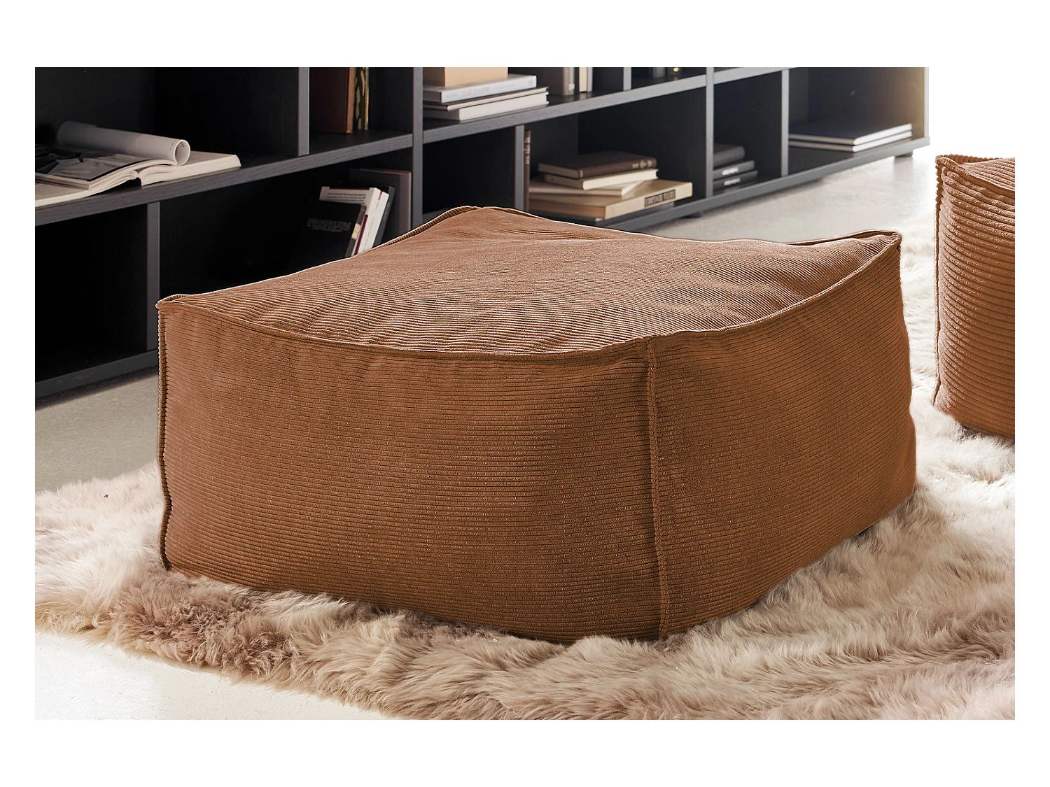 Pouf - marron Velours côtelé - ALEA