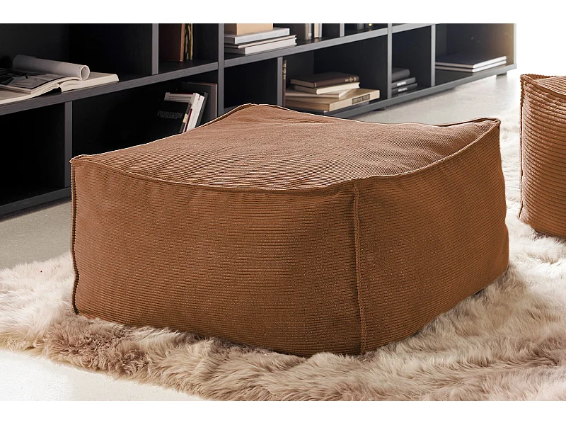 Pouf - marron Velours côtelé - ALEA