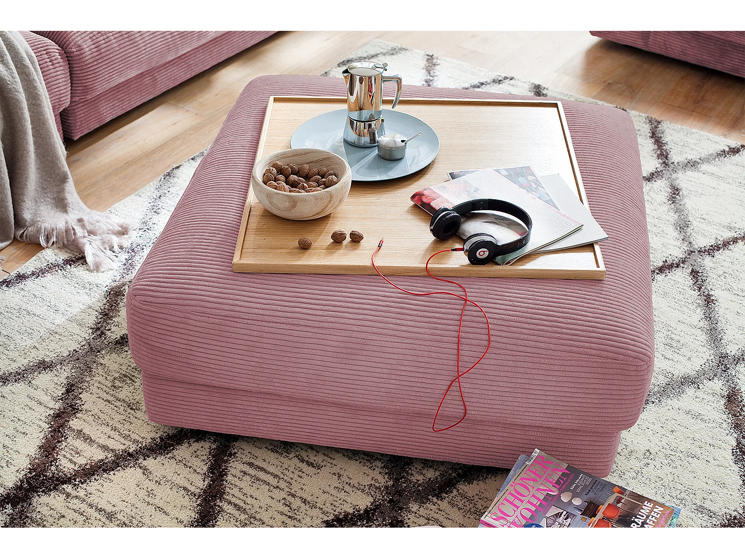 Polsterhocker - Pink Cord - MADELINE