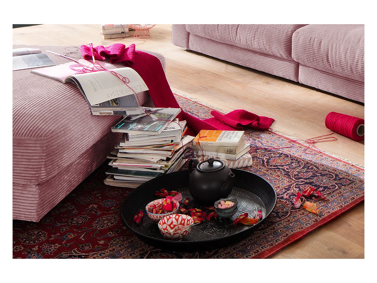 Polsterhocker - Pink Cord - MADELINE