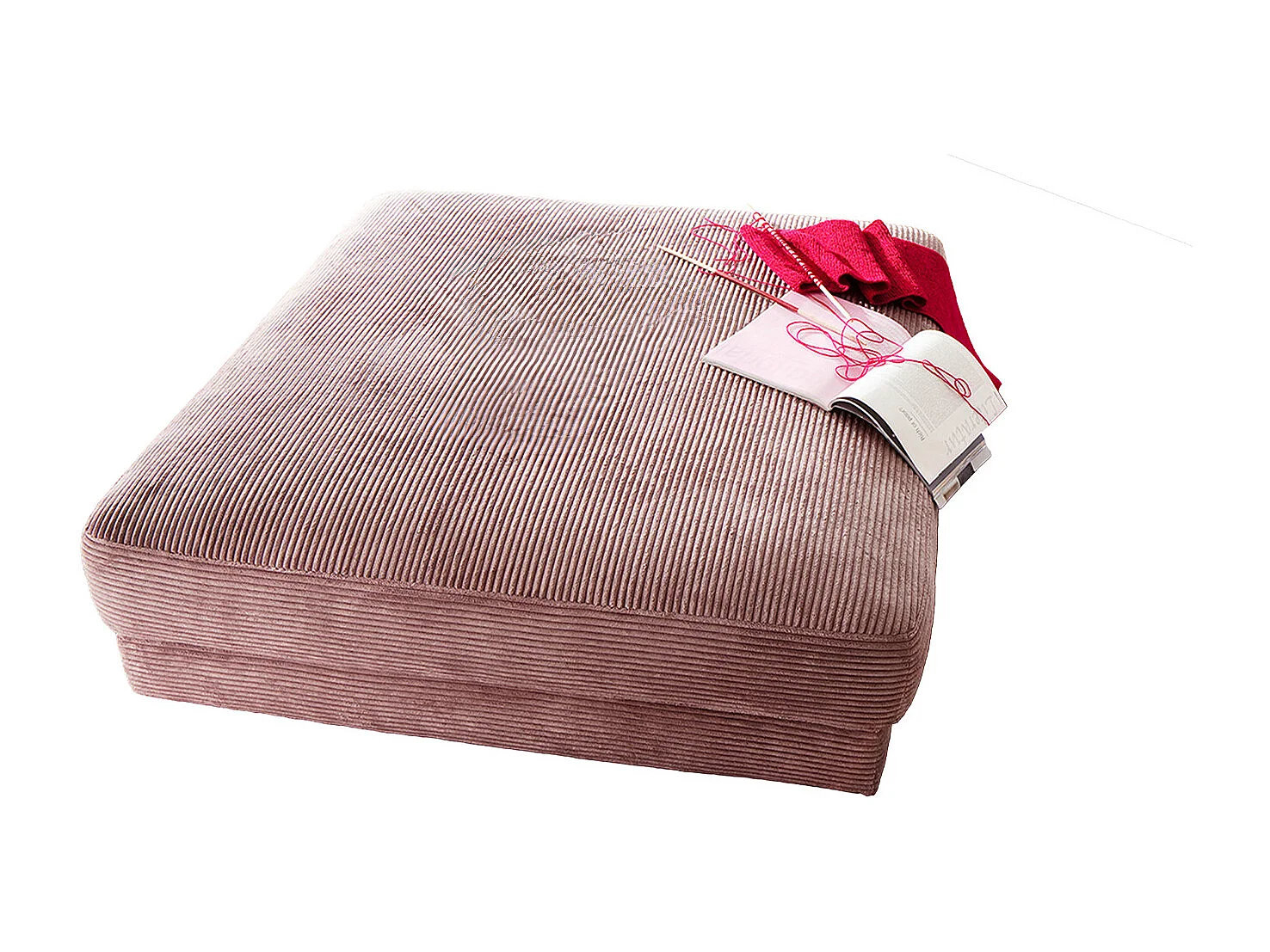 Pouf rembourré - Rose Velours côtelé - MADELINE