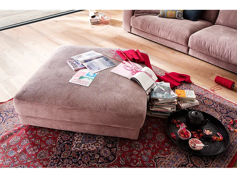 Pouf imbottito - Rosa Velluto a coste - MADELINE