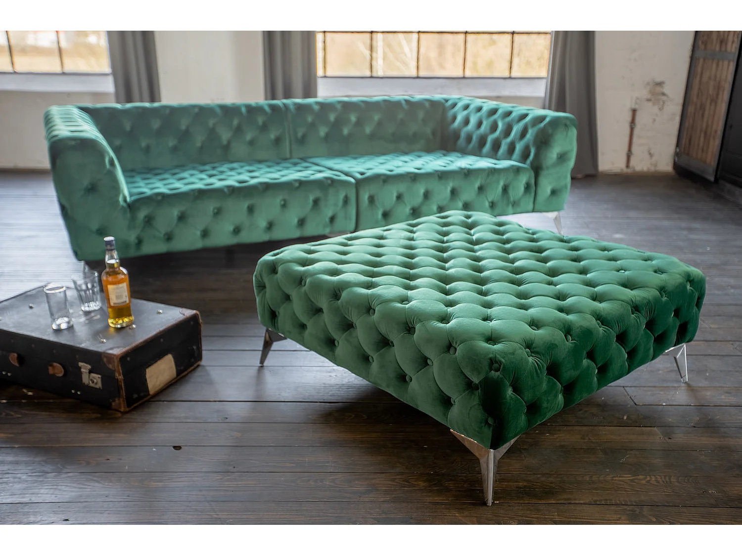 Pouf - Vert Velours - NARLA