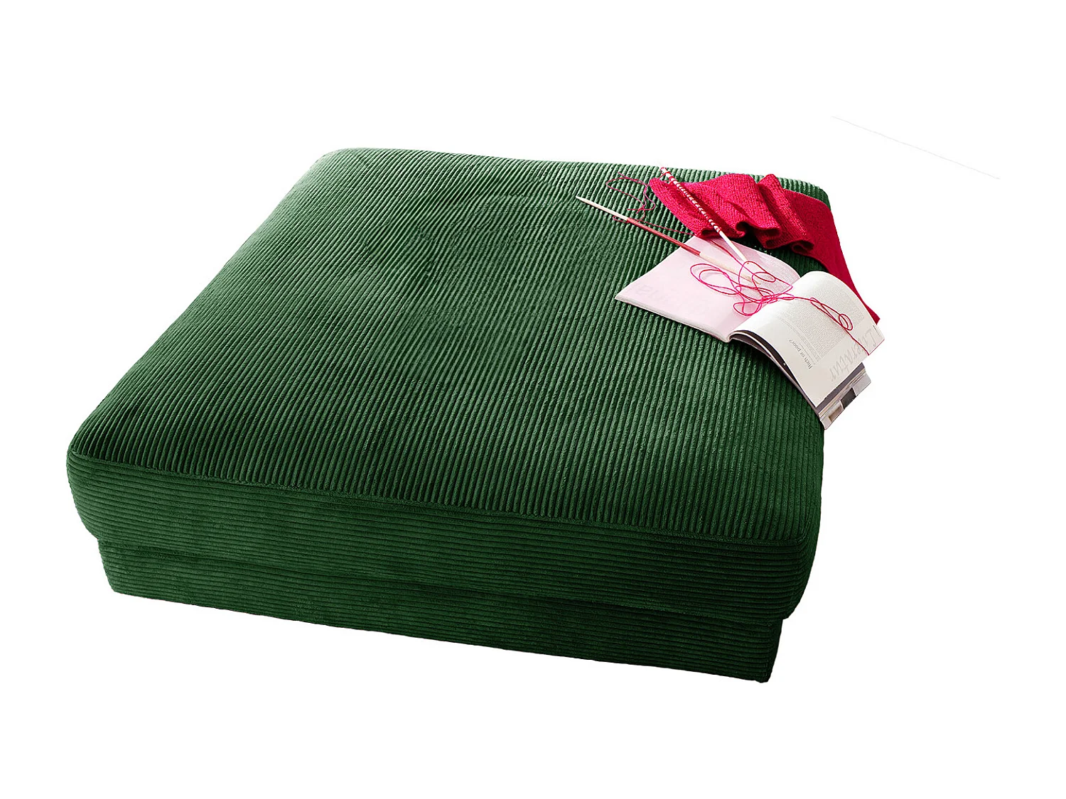 Polsterhocker - Dunkelgrün Cord - MADELINE