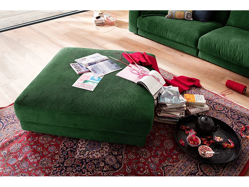 Polsterhocker - Dunkelgrün Cord - MADELINE