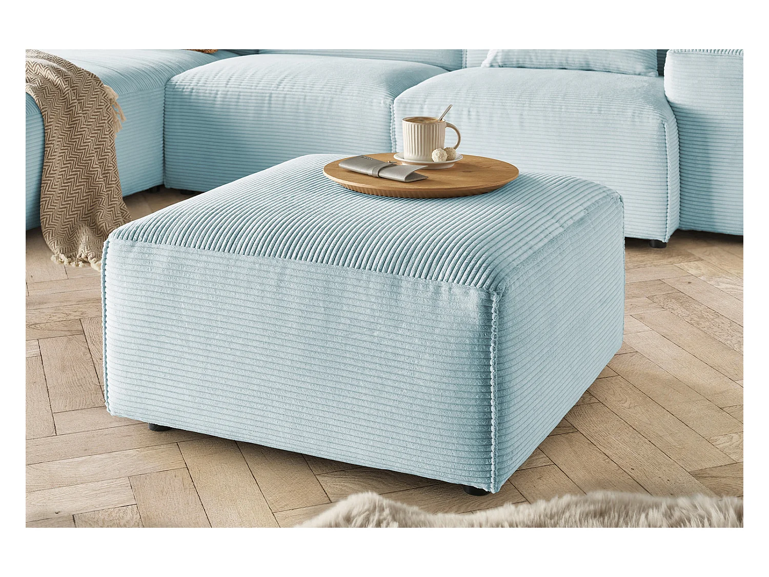 Pouf - azzurro chiaro Velluto a coste - RANI