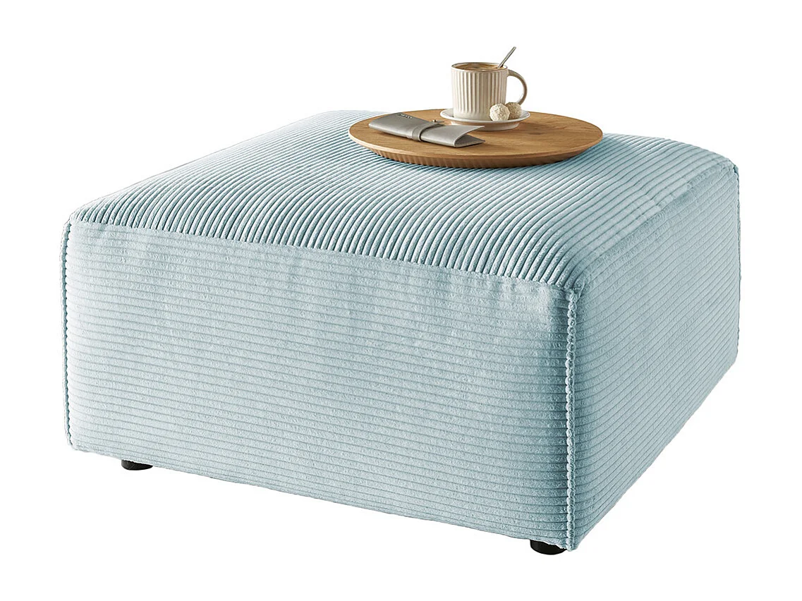 Pouf rembourré - bleu clair Velours côtelé - RANI