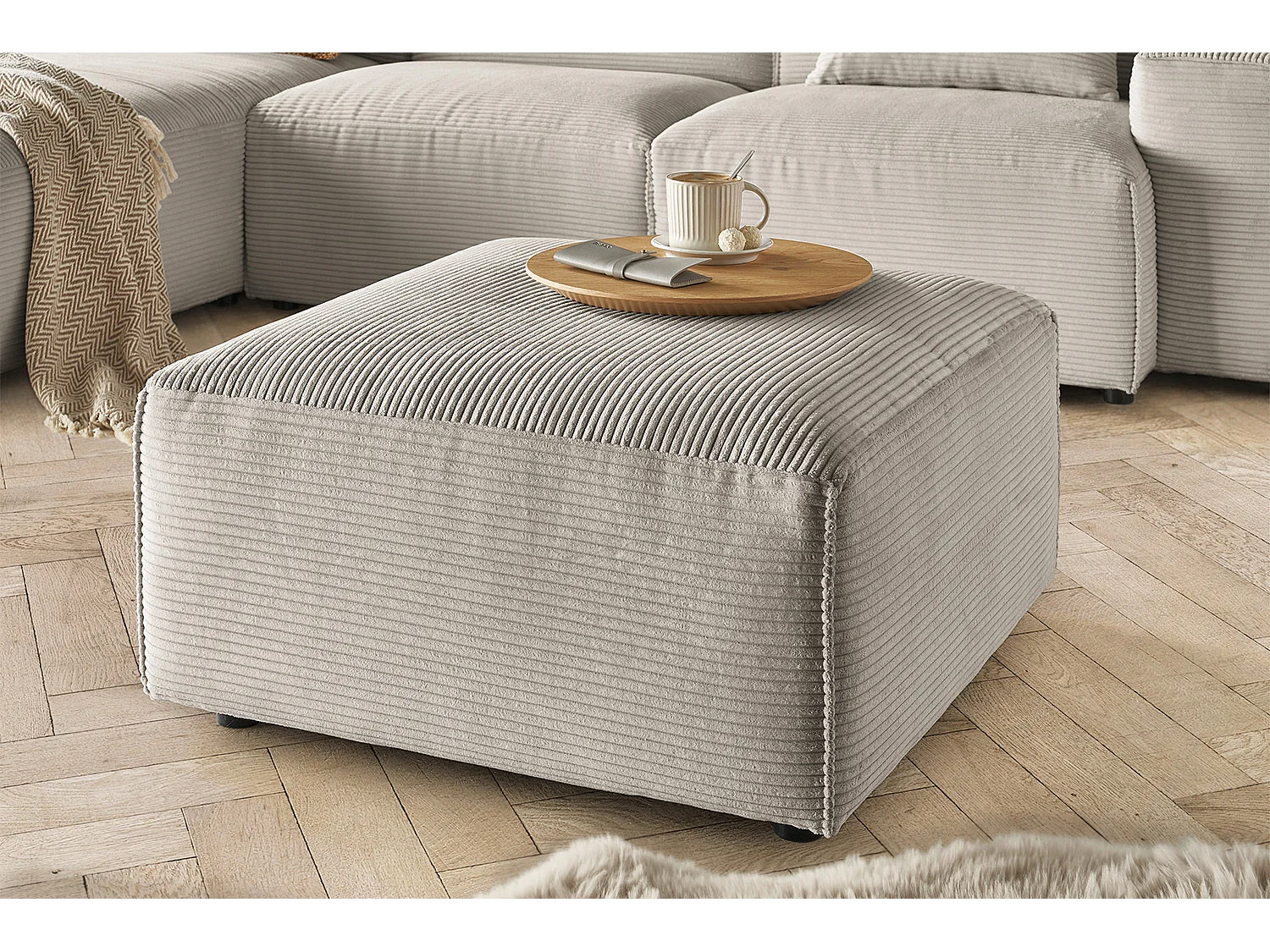 Pouf - grigio pietra Velluto a coste - RANI