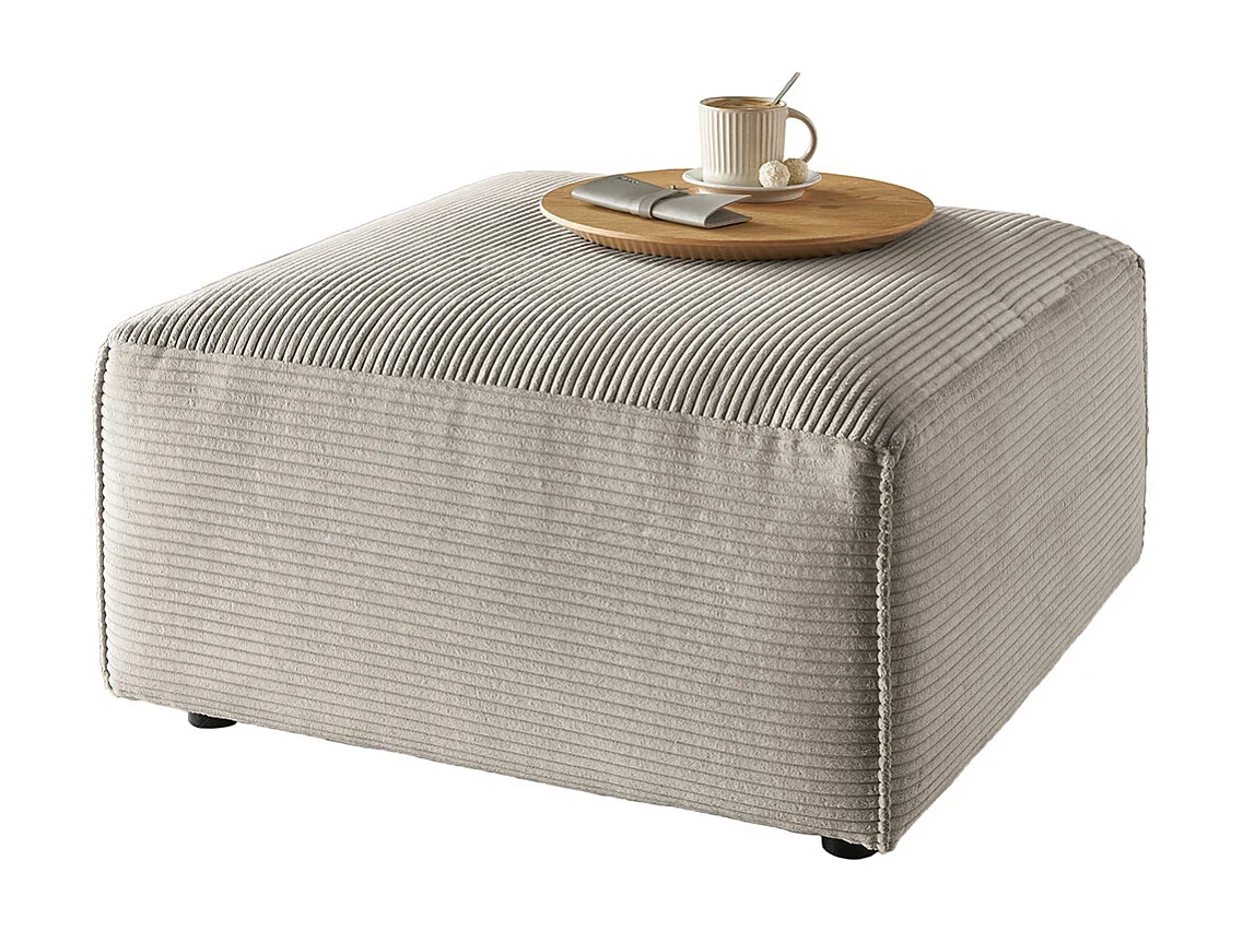 Pouf - gris pierre Velours côtelé - RANI