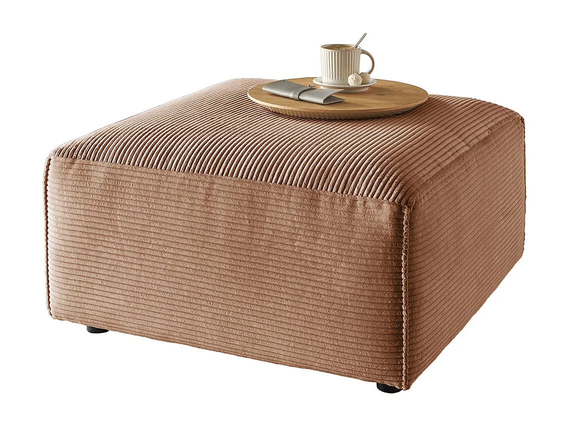 Pouf rembourré - marron Velours côtelé - RANI