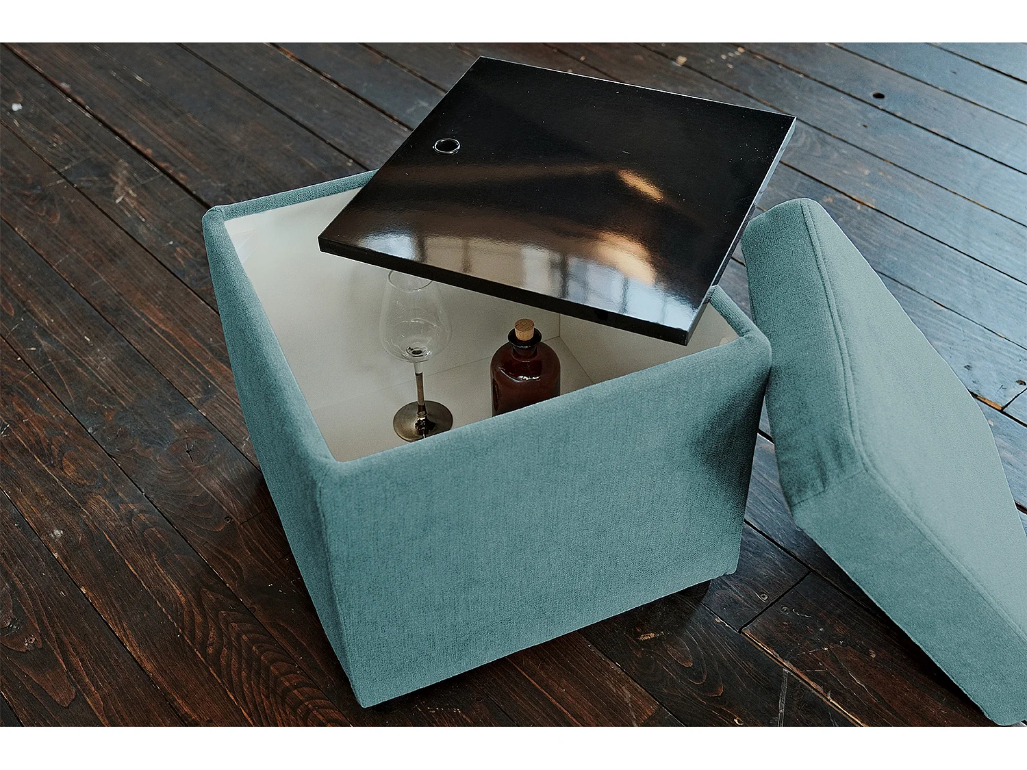 Pouf - Bleu tissu tissé - IDA